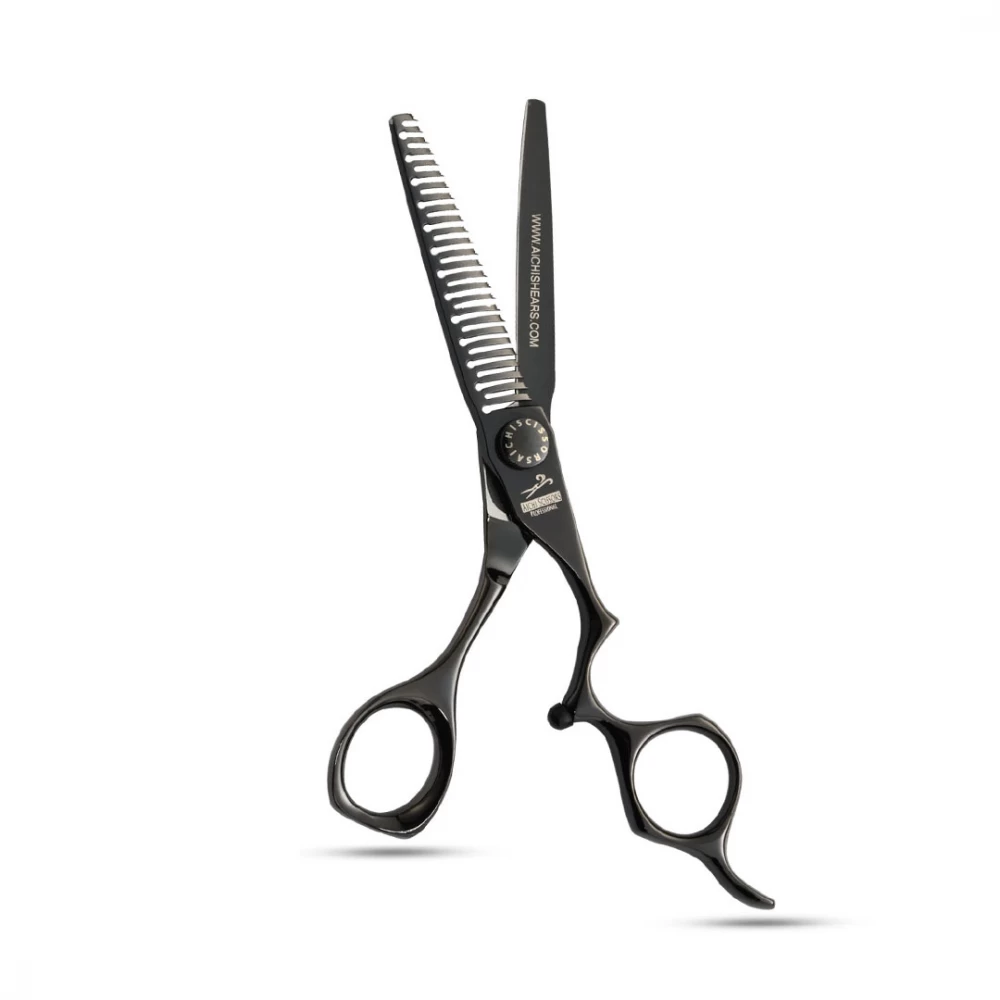 Professional Thinning Scissors - 26 Teeth with 2 grooves (Black) - (ELITE XCB-26)